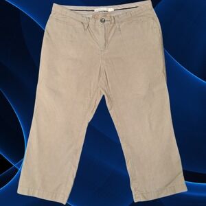 Khaki‎ Cropped Pants Womens 10 Beige Mid Rise Cotton Blend Casual Chino Capris
